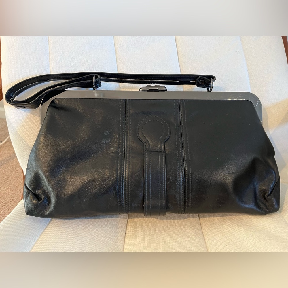 Vintage Ruth Stalz Designer Leather click lock Adjustable Strap Purse with scarf - Picture 5 of 16